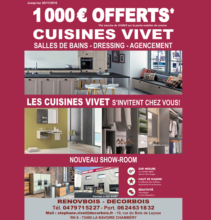 1 000€ offerts cuisines vivet